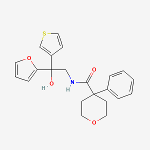 molecular formula C22H23NO4S B3002063 N-(2-(furan-2-yl)-2-hydroxy-2-(thiophen-3-yl)ethyl)-4-phenyltetrahydro-2H-pyran-4-carboxamide CAS No. 2034237-20-0