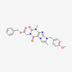 molecular formula C26H25N5O5 B3002065 Benzyl 2-[6-[(4-methoxyphenyl)methyl]-4,7-dimethyl-1,3-dioxopurino[7,8-a]imidazol-2-yl]acetate CAS No. 887865-33-0