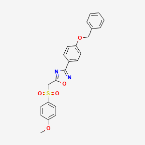 molecular formula C23H20N2O5S B3002066 3-(4-(Benzyloxy)phenyl)-5-(((4-methoxyphenyl)sulfonyl)methyl)-1,2,4-oxadiazole CAS No. 1105210-64-7