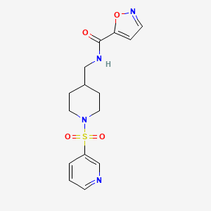 molecular formula C15H18N4O4S B3002067 N-((1-(pyridin-3-ylsulfonyl)piperidin-4-yl)methyl)isoxazole-5-carboxamide CAS No. 1706279-82-4