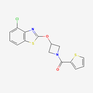 molecular formula C15H11ClN2O2S2 B3002068 (3-((4-氯苯并[d]噻唑-2-基)氧代)氮杂环丁-1-基)(噻吩-2-基)甲酮 CAS No. 1396846-93-7