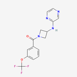 molecular formula C15H13F3N4O2 B3002075 (3-(Pyrazin-2-ylamino)azetidin-1-yl)(3-(trifluoromethoxy)phenyl)methanone CAS No. 2320421-27-8