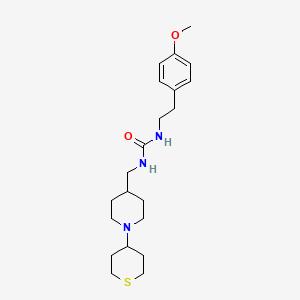 molecular formula C21H33N3O2S B3002077 1-(4-methoxyphenethyl)-3-((1-(tetrahydro-2H-thiopyran-4-yl)piperidin-4-yl)methyl)urea CAS No. 2034383-97-4