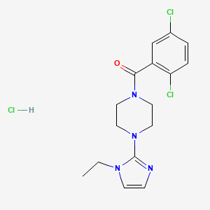 molecular formula C16H19Cl3N4O B3002102 (2,5-dichlorophenyl)(4-(1-ethyl-1H-imidazol-2-yl)piperazin-1-yl)methanone hydrochloride CAS No. 1189896-29-4