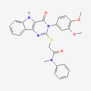 2-((3-(3,4-dimethoxyphenyl)-4-oxo-4,5-dihydro-3H-pyrimido[5,4-b]indol-2-yl)thio)-N-methyl-N-phenylacetamide