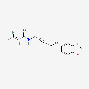 molecular formula C15H15NO4 B3002107 (E)-N-(4-(benzo[d][1,3]dioxol-5-yloxy)but-2-yn-1-yl)but-2-enamide CAS No. 1448139-74-9