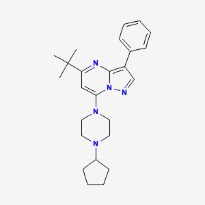 molecular formula C25H33N5 B3002115 5-Tert-butyl-7-(4-cyclopentylpiperazin-1-yl)-3-phenylpyrazolo[1,5-a]pyrimidine CAS No. 896834-72-3