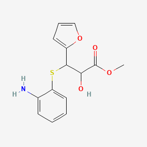molecular formula C14H15NO4S B3002117 Methyl 3-[(2-aminophenyl)sulfanyl]-3-(furan-2-yl)-2-hydroxypropanoate CAS No. 1713640-23-3