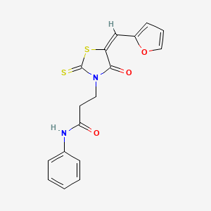 (E)-3-(5-(furan-2-ylmethylene)-4-oxo-2-thioxothiazolidin-3-yl)-N-phenylpropanamide