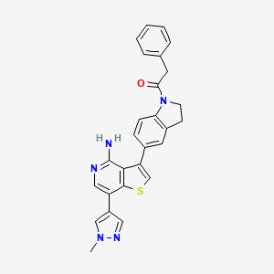 1-[5-[4-Amino-7-(1-methylpyrazol-4-yl)thieno[3,2-c]pyridin-3-yl]-2,3-dihydroindol-1-yl]-2-phenylethanone