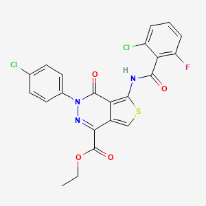 molecular formula C22H14Cl2FN3O4S B3002138 Ethyl 5-(2-chloro-6-fluorobenzamido)-3-(4-chlorophenyl)-4-oxo-3,4-dihydrothieno[3,4-d]pyridazine-1-carboxylate CAS No. 851950-50-0