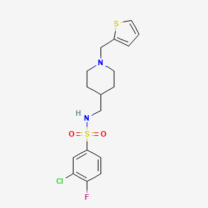3-chloro-4-fluoro-N-((1-(thiophen-2-ylmethyl)piperidin-4-yl)methyl)benzenesulfonamide