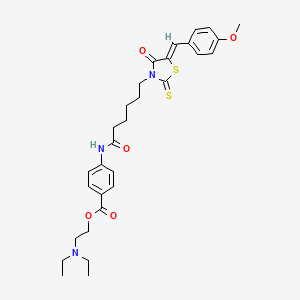 (Z)-2-(diethylamino)ethyl 4-(6-(5-(4-methoxybenzylidene)-4-oxo-2-thioxothiazolidin-3-yl)hexanamido)benzoate