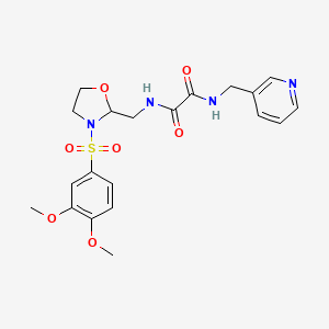 molecular formula C20H24N4O7S B3002162 N1-((3-((3,4-dimethoxyphenyl)sulfonyl)oxazolidin-2-yl)methyl)-N2-(pyridin-3-ylmethyl)oxalamide CAS No. 868983-21-5