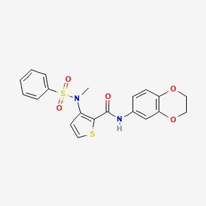 molecular formula C20H18N2O5S2 B3002177 N-(2,3-dihydro-1,4-benzodioxin-6-yl)-3-[methyl(phenylsulfonyl)amino]thiophene-2-carboxamide CAS No. 1226446-30-5