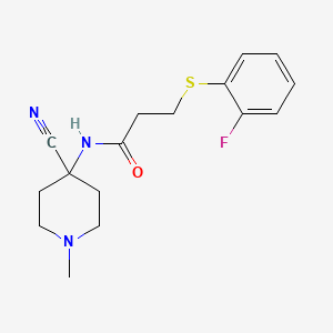 N-(4-Cyano-1-methylpiperidin-4-yl)-3-(2-fluorophenyl)sulfanylpropanamide