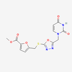 methyl 5-(((5-((2,4-dioxo-3,4-dihydropyrimidin-1(2H)-yl)methyl)-1,3,4-oxadiazol-2-yl)thio)methyl)furan-2-carboxylate
