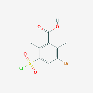 molecular formula C9H8BrClO4S B3002198 3-Bromo-5-(chlorosulfonyl)-2,6-dimethylbenzoic acid CAS No. 1909325-10-5
