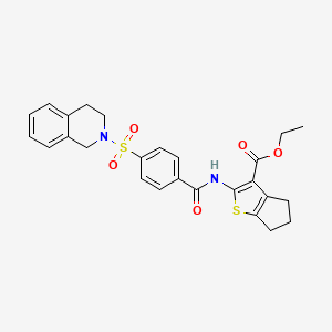 ethyl 2-(4-((3,4-dihydroisoquinolin-2(1H)-yl)sulfonyl)benzamido)-5,6-dihydro-4H-cyclopenta[b]thiophene-3-carboxylate