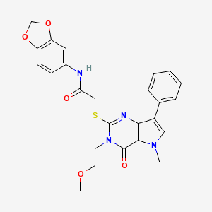 N-(benzo[d][1,3]dioxol-5-yl)-2-((3-(2-methoxyethyl)-5-methyl-4-oxo-7-phenyl-4,5-dihydro-3H-pyrrolo[3,2-d]pyrimidin-2-yl)thio)acetamide