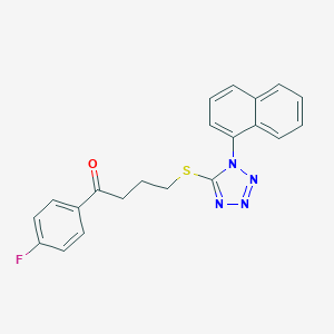 molecular formula C21H17FN4OS B300223 1-(4-fluorophenyl)-4-{[1-(1-naphthyl)-1H-tetraazol-5-yl]sulfanyl}-1-butanone 