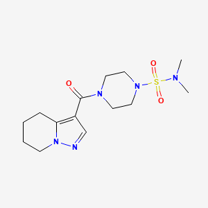molecular formula C14H23N5O3S B3002230 N,N-dimethyl-4-(4,5,6,7-tetrahydropyrazolo[1,5-a]pyridine-3-carbonyl)piperazine-1-sulfonamide CAS No. 2034545-50-9