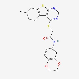 N-(2,3-dihydro-1,4-benzodioxin-6-yl)-2-[(7-methyl-5,6,7,8-tetrahydro-[1]benzothiolo[2,3-d]pyrimidin-4-yl)sulfanyl]acetamide