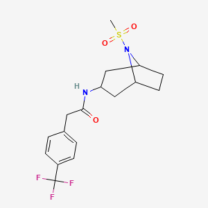 molecular formula C17H21F3N2O3S B3002256 N-(8-(methylsulfonyl)-8-azabicyclo[3.2.1]octan-3-yl)-2-(4-(trifluoromethyl)phenyl)acetamide CAS No. 2034304-88-4