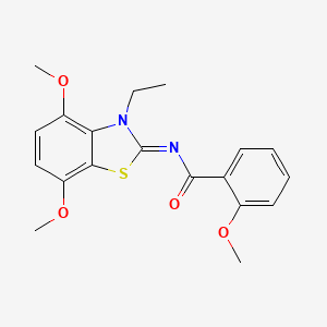 molecular formula C19H20N2O4S B3002260 N-(3-ethyl-4,7-dimethoxy-1,3-benzothiazol-2-ylidene)-2-methoxybenzamide CAS No. 868370-52-9