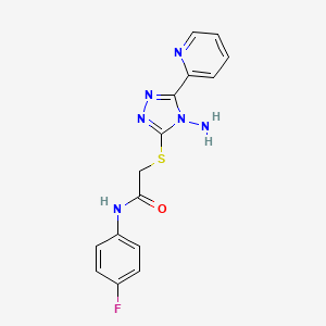 molecular formula C15H13FN6OS B3002273 2-((4-amino-5-(pyridin-2-yl)-4H-1,2,4-triazol-3-yl)thio)-N-(4-fluorophenyl)acetamide CAS No. 677780-09-5