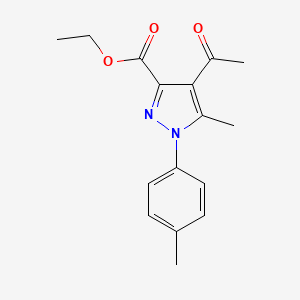 molecular formula C16H18N2O3 B3002274 ethyl 4-acetyl-5-methyl-1-(4-methylphenyl)-1H-pyrazole-3-carboxylate CAS No. 63514-80-7