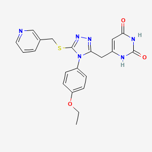 molecular formula C21H20N6O3S B3002275 6-((4-(4-ethoxyphenyl)-5-((pyridin-3-ylmethyl)thio)-4H-1,2,4-triazol-3-yl)methyl)pyrimidine-2,4(1H,3H)-dione CAS No. 852153-77-6
