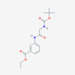 molecular formula C16H22N2O5 B3002283 3-{[N-(叔丁氧羰基)甘氨酰]氨基}苯甲酸乙酯 CAS No. 1427160-59-5