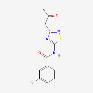 molecular formula C12H10ClN3O2S B3002284 3-chloro-N-[3-(2-oxopropyl)-1,2,4-thiadiazol-5-yl]benzamide CAS No. 866013-77-6