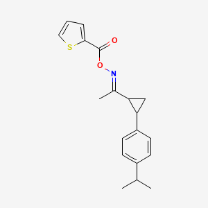 molecular formula C19H21NO2S B3002286 2-{[({1-[2-(4-Isopropylphenyl)cyclopropyl]ethylidene}amino)oxy]carbonyl}thiophene CAS No. 338392-44-2