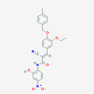 molecular formula C26H23N3O6 B3002291 (E)-2-cyano-3-[3-ethoxy-4-[(4-methylphenyl)methoxy]phenyl]-N-(2-hydroxy-4-nitrophenyl)prop-2-enamide CAS No. 380478-18-2