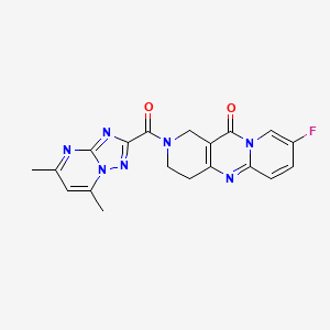 molecular formula C19H16FN7O2 B3002299 2-(5,7-dimethyl-[1,2,4]triazolo[1,5-a]pyrimidine-2-carbonyl)-8-fluoro-3,4-dihydro-1H-dipyrido[1,2-a:4',3'-d]pyrimidin-11(2H)-one CAS No. 2034275-32-4