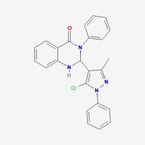 molecular formula C24H19ClN4O B300230 2-(5-chloro-3-methyl-1-phenyl-1H-pyrazol-4-yl)-3-phenyl-2,3-dihydro-4(1H)-quinazolinone 