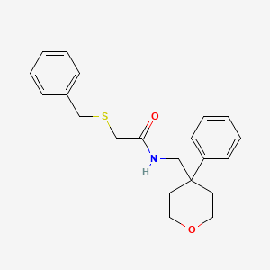 molecular formula C21H25NO2S B3002307 2-(benzylthio)-N-((4-phenyltetrahydro-2H-pyran-4-yl)methyl)acetamide CAS No. 1207001-84-0