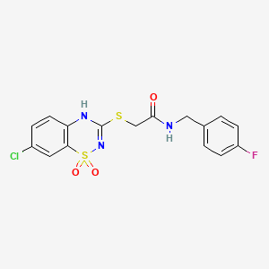 2-((7-chloro-1,1-dioxido-4H-benzo[e][1,2,4]thiadiazin-3-yl)thio)-N-(4-fluorobenzyl)acetamide