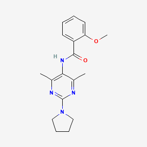 molecular formula C18H22N4O2 B3002315 N-(4,6-dimethyl-2-(pyrrolidin-1-yl)pyrimidin-5-yl)-2-methoxybenzamide CAS No. 1448071-49-5