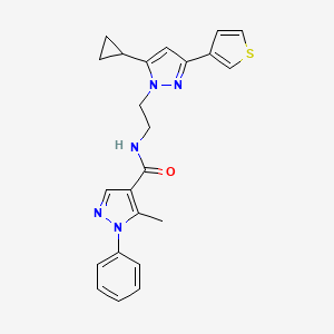 N-(2-(5-cyclopropyl-3-(thiophen-3-yl)-1H-pyrazol-1-yl)ethyl)-5-methyl-1-phenyl-1H-pyrazole-4-carboxamide