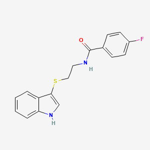 molecular formula C17H15FN2OS B3002318 4-fluoro-N-[2-(1H-indol-3-ylthio)ethyl]benzamide CAS No. 687570-38-3