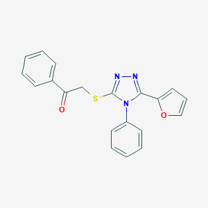 molecular formula C20H15N3O2S B300233 2-{[5-(2-furyl)-4-phenyl-4H-1,2,4-triazol-3-yl]sulfanyl}-1-phenylethanone 