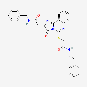 molecular formula C29H27N5O3S B3002330 N-benzyl-2-(3-oxo-5-((2-oxo-2-(phenethylamino)ethyl)thio)-2,3-dihydroimidazo[1,2-c]quinazolin-2-yl)acetamide CAS No. 1024131-36-9