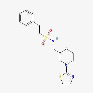 molecular formula C17H23N3O2S2 B3002338 2-phenyl-N-((1-(thiazol-2-yl)piperidin-3-yl)methyl)ethanesulfonamide CAS No. 1705054-44-9