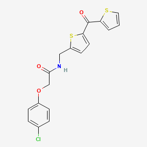 2-(4-chlorophenoxy)-N-((5-(thiophene-2-carbonyl)thiophen-2-yl)methyl)acetamide