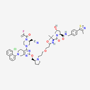 molecular formula C59H71ClFN11O7S B3002343 (2S,4R)-1-((S)-2-(3-(3-((S)-2-(((7-(8-Chloronaphthalen-1-yl)-4-((S)-3-(cyanomethyl)-4-(2-fluoroacryloyl)piperazin-1-yl)-5,6,7,8-tetrahydropyrido[3,4-d]pyrimidin-2-yl)oxy)methyl)pyrrolidin-1-yl)propoxy)propanamido)-3,3-dimethylbutanoyl)-4-hydroxy-N-(4-(4-methylthiazol-5-yl)benzyl)pyrrolidine-2-carboxamide CAS No. 2502156-03-6