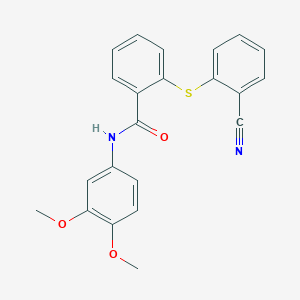 molecular formula C22H18N2O3S B300235 2-[(2-cyanophenyl)sulfanyl]-N-(3,4-dimethoxyphenyl)benzamide 