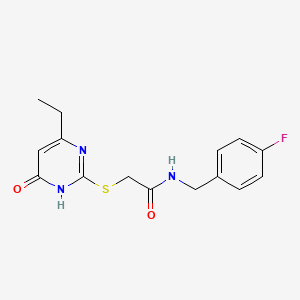 2-((4-ethyl-6-oxo-1,6-dihydropyrimidin-2-yl)thio)-N-(4-fluorobenzyl)acetamide